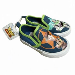 NWT Disney Pixar Toy Story Woody Buzz Lightyear Boys Canvas Slip On Shoes Size 6